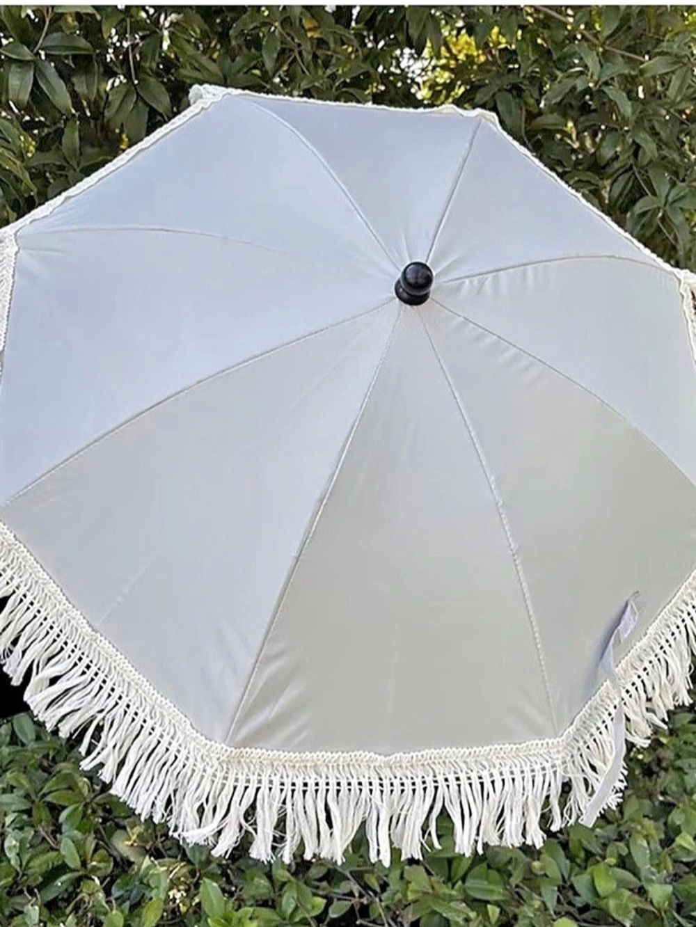 Fringed Parasol in White Like New